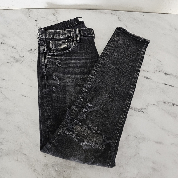 Moussy Vintage High Rise Black Distressed Skinny Ankle Jeans 27 Preowned - Picture 4 of 10